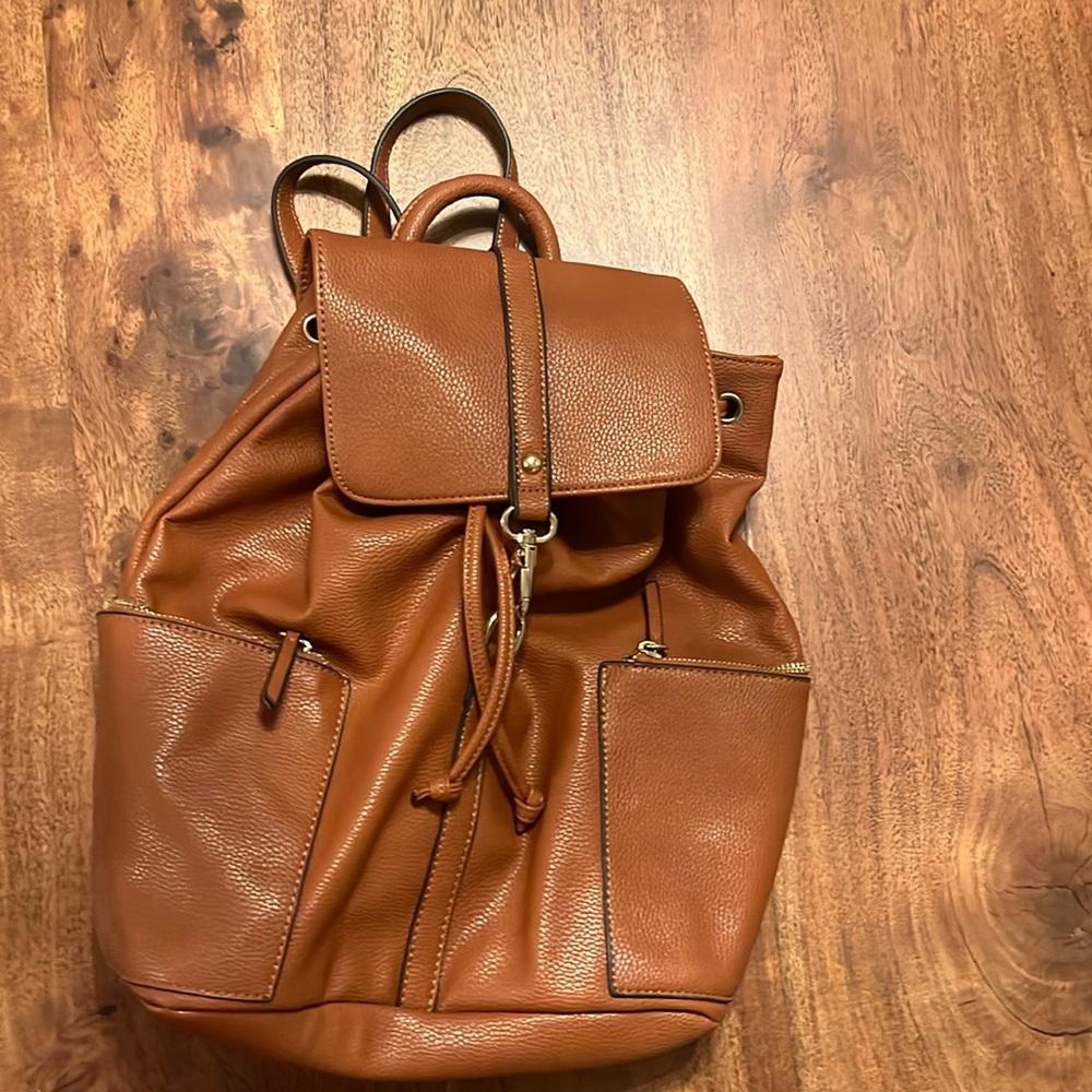 Justfab brown leather backpack.